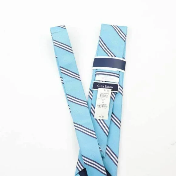 Club Room Mens Tie Necktie Blue White Cranston Str
